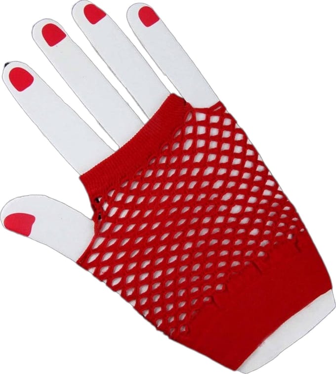 Korte net handschoenen Rood