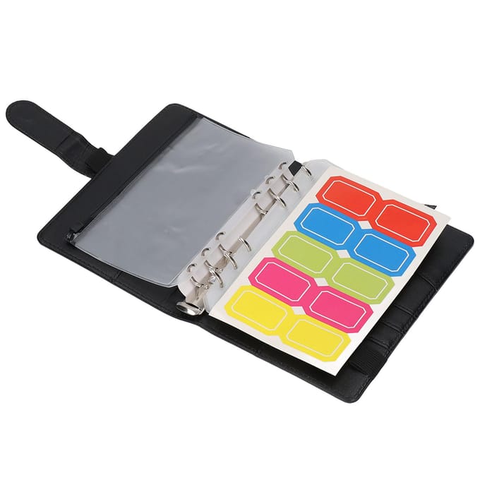 A6 Budget Binder Multifunctioneel 6 Gaats Waterdicht A6 PU Leer Geldbesparende Binder voor Thuis Reizen zwart