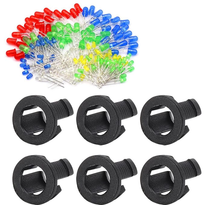 200 stuks LED-houder Elektronisch componentaccessoire Diodebeugel Montage Plastic Zwart 5mm green