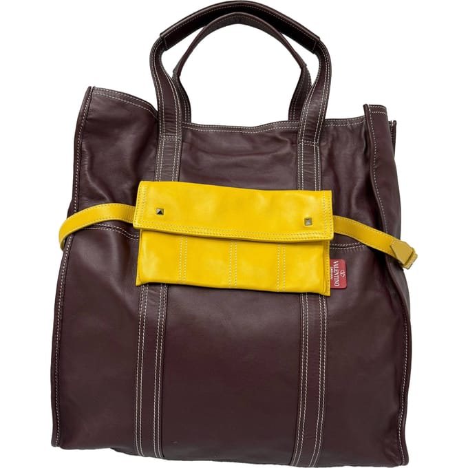 Valentino Garavani Kleurverloop Tote Bag in Bordeau en Gele Leer