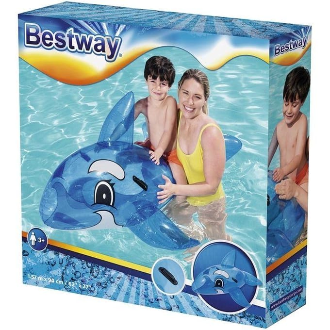Bestway - Ride-on Walvis - Stevige handgrepen - Walvisprint, vin en flipper - inclusief reparatie patch