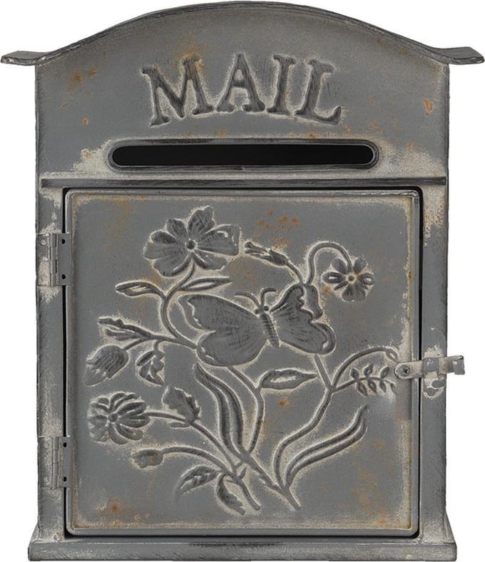Clayre & Eef Brievenbus 26x10x31 cm Grijs Metaal