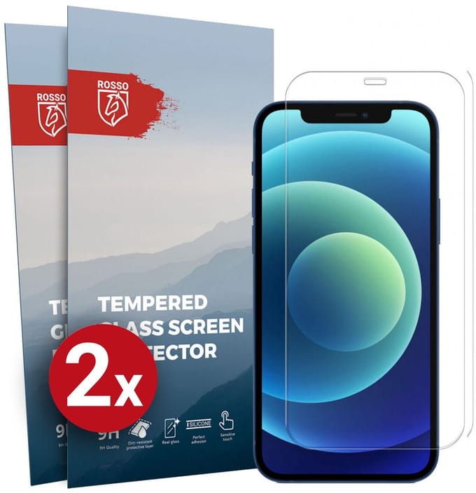 Rosso Screen Protector Geschikt voor Apple iPhone 12 Mini 9H Tempered Glass | Duo Pack | Glasplaatje | Beschermlaag | Beschermglas | 9H Hardheid