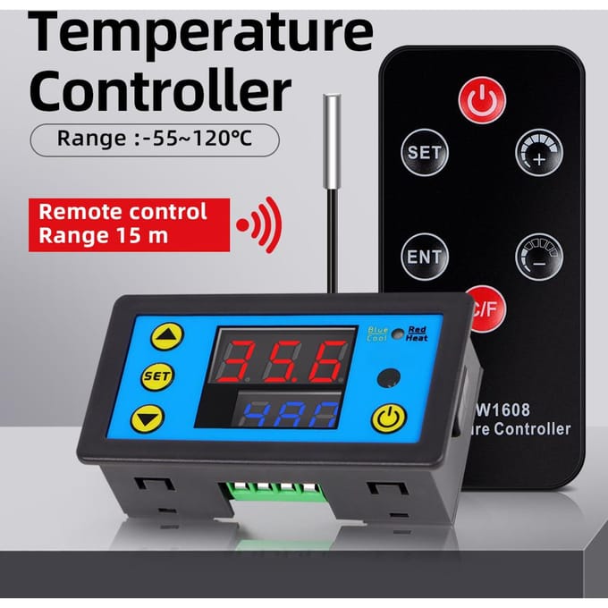 Digitale Temperatuurregelaar met Afstandsbediende NTC-sensor Thermostaat voor Koelkast Vriezer DC 12V blue