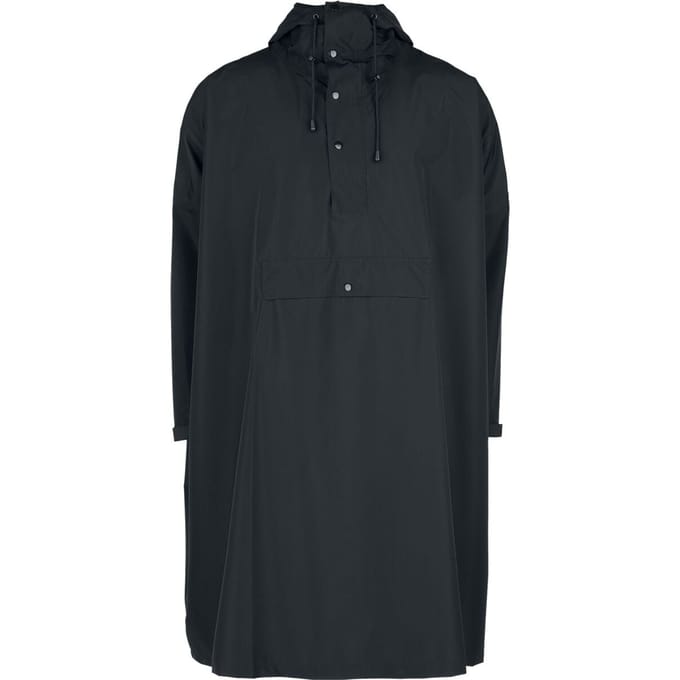 R.E.D. Rock-Engineered Design Zwarte regenjas met capuchon en trekkoord - Unisex - Standard
