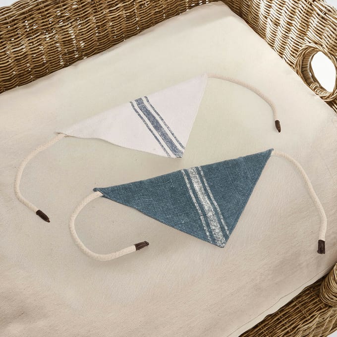 LOBERON Hondensjaal set van 2 Pawera blauw/crème