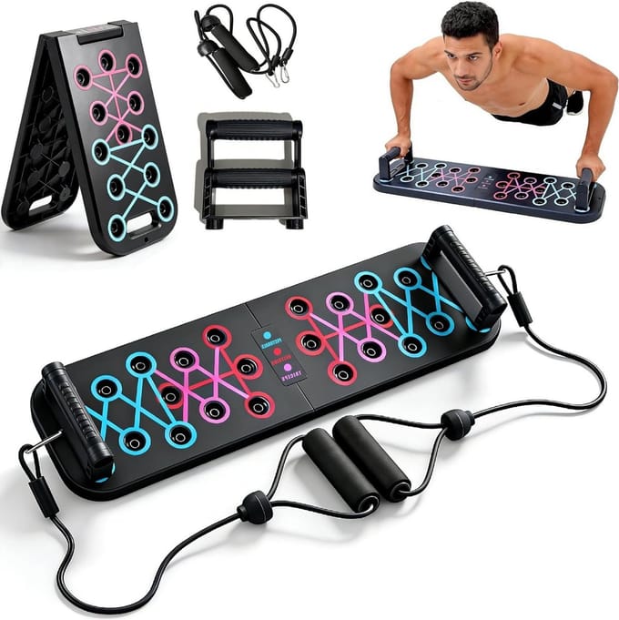 Push-up Board Set - Opdrukplank Trainingsbord - Thuistraining Spieropbouw - 12-in-1 Multifunctioneel Design - Inklapbaar - Meerdere kleuren