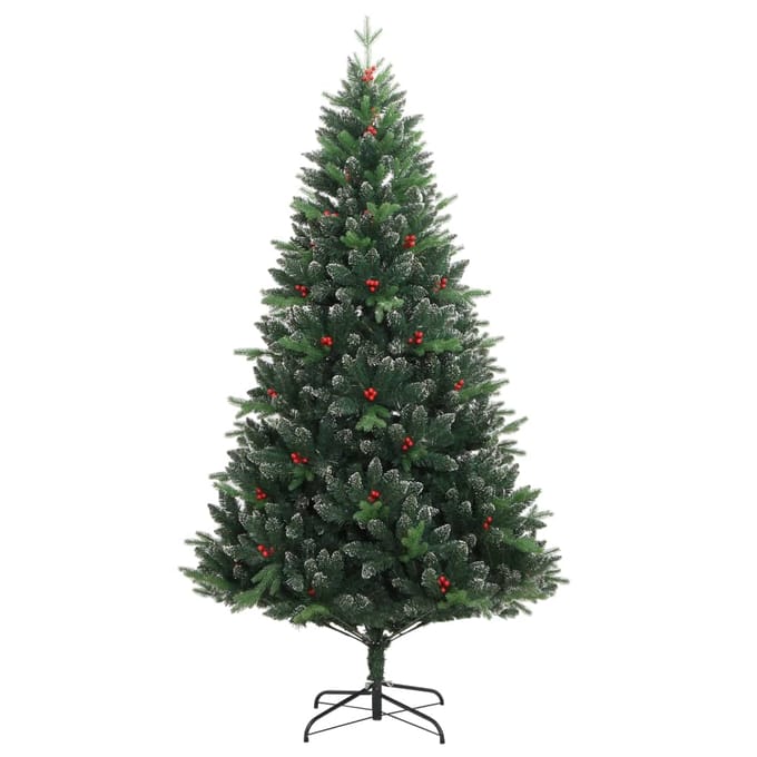 vidaXL Kunstkerstboom met scharnieren en rode bessen 120 cm
