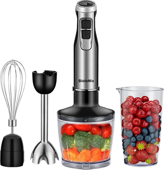 Staafmixer - 4-in-1 - 1200W - RVS - Blender - Smoothie maker - Met de hand