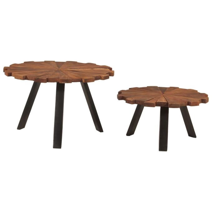 vidaXL - Salontafels - 2 - st - massief - gerecycled - hout - en - ijzer