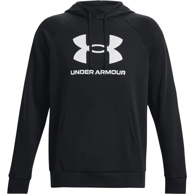 Under Armour UA Rival Fleece Logo HD-BLK Heren Sporttrui - Zwart - Wit