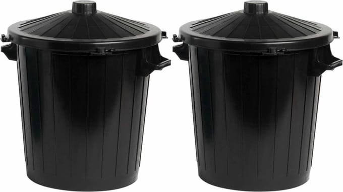 Prullenbak - Kunststof - Zwart - 80 liter - 2 Stuks