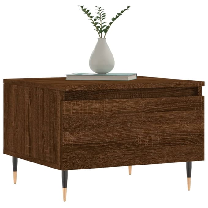 vidaXL - Salontafels - 2 - st - 50x46x35 - cm - bewerkt - hout - bruin - eikenkleur