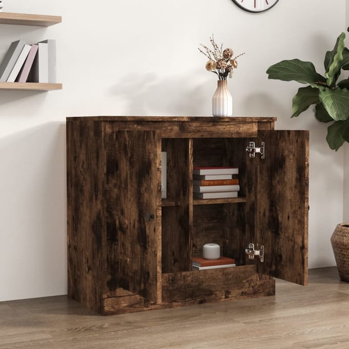 vidaXL - Dressoir - 70x35,5x67,5 - cm - bewerkt - hout - gerookt - eikenkleurig