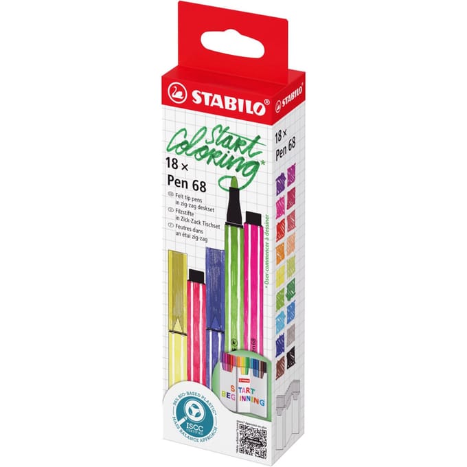 Stabilo Pen 68 - Premium Viltstift - Desk Set - 18 Stuks