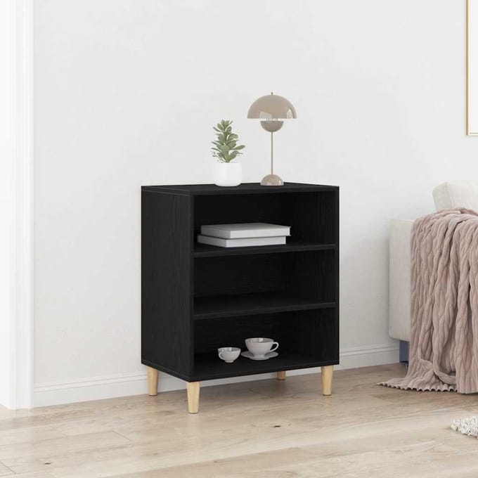 vidaXL - Dressoir - Zwart - Eiken - 57 - x - 35 - x - 70 - cm - Bewerkt - hout