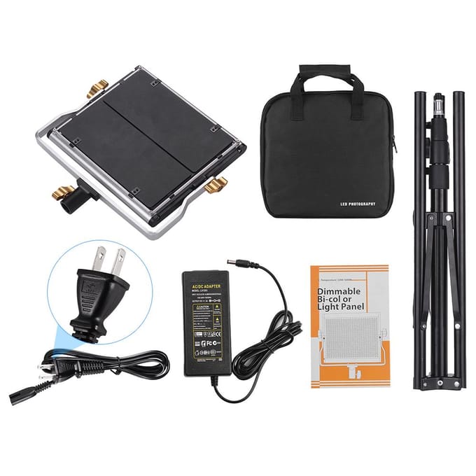 LED Videolamp en 78,7 inch Statief Kit Dimbaar 660 LED Lampen UK Plug black