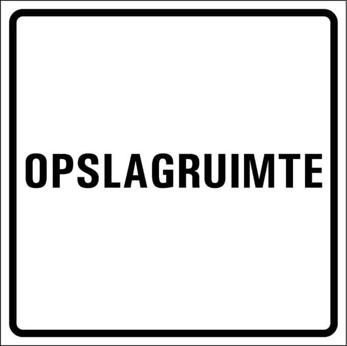 Opslagruimte sticker, wit zwart 100 x 100 mm