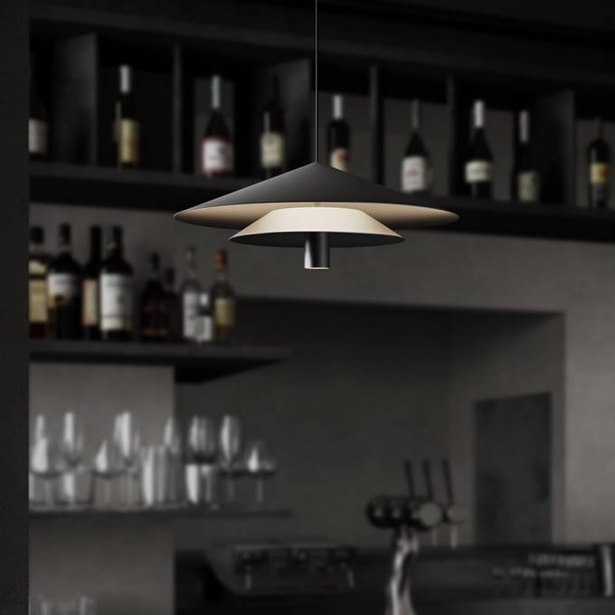 Karman LED hanglamp ASSO, zwart, metaal, Ø 42 cm
