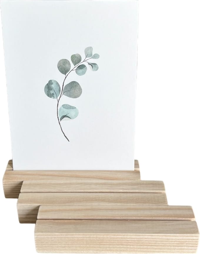 Kaarthouder blokje van hout [Set van 3 stuks] - Fotohouder - Blank - 11,5 cm