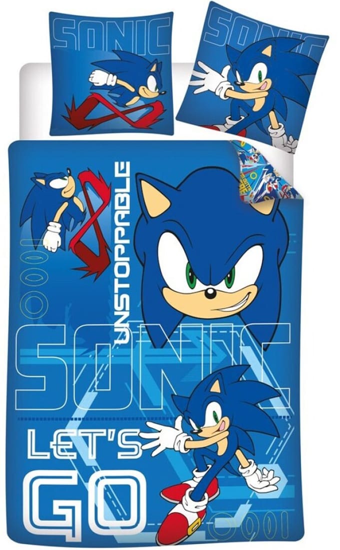 Sonic Dekbedovertrek Lets Go - Blauw - 65 X 65 cm Polykatoen
