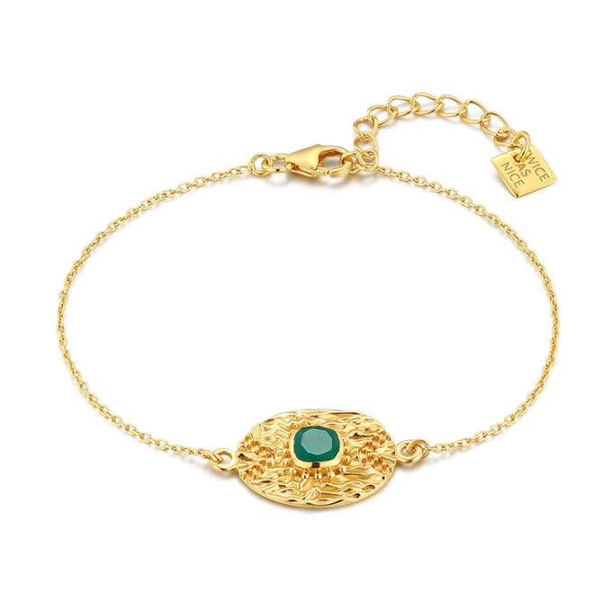 Twice As Nice Armband in zilver, groene steen Goudkleurig 16cm+3cm
