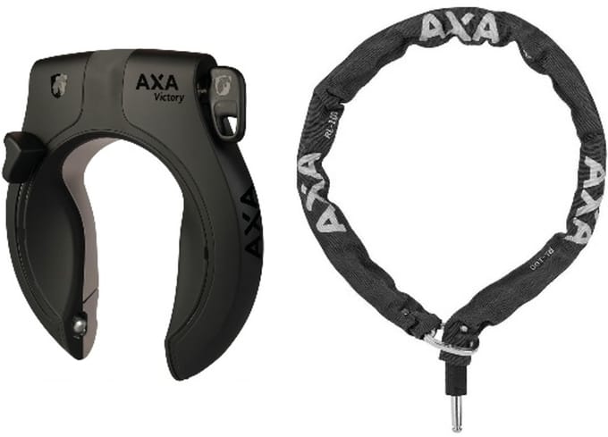 Axa Victory ART2 Frameslot + Axa RLC insteekketting 100cm - Zwart