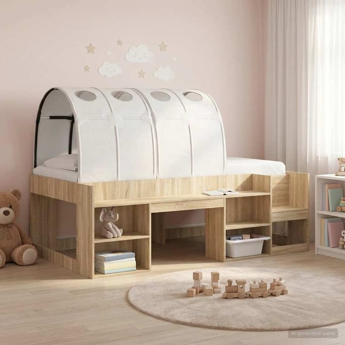 vidaXL - Bed - tunnel - 2 - st - Wit - Polyester
