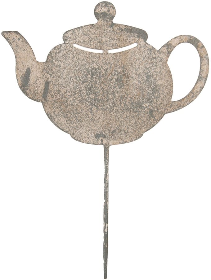 Clayre & Eef Tuinsteker Theepot 26x1x35 cm Grijs Metaal