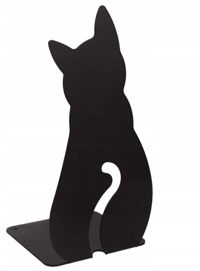 Gamet Serie - Boekensteun - Stalen Kat - Zwart - 18cm