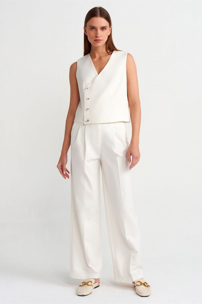 Hoge taille wijde crepe broek met riem