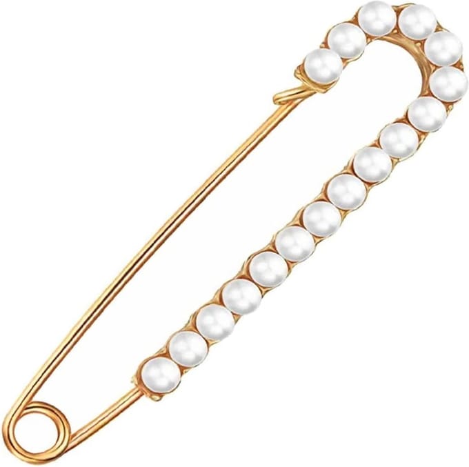Fako Bijoux® - Sierspeld / Sjaalspeld - Mini Parels Strip - 76mm - Goudkleurig