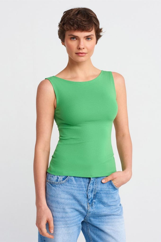 Mouwloze Slim-Fit Boot Hals Blouse