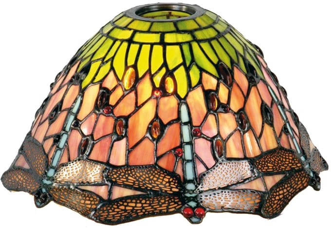 Lumilamp Lampenkap Tiffany Ø 25x15 cm Groen Rood Glas Libelle