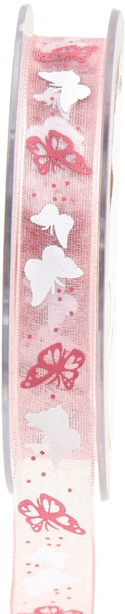Organza lint vlinderlint roze 15mm 20m