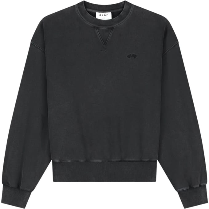 Olaf Washed Signature Boxy Crewneck Sweaters Donkergrijs M230206