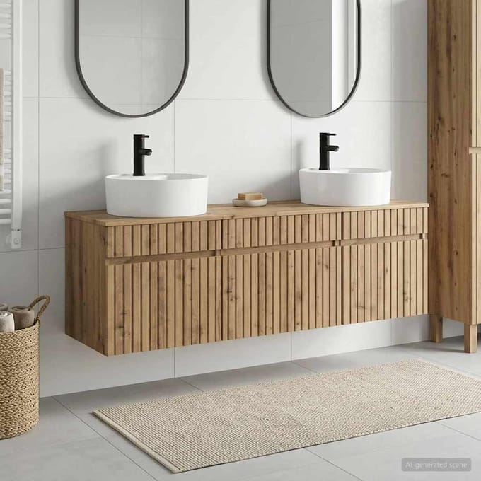 vidaXL - Badkamerkast - set - 3 - st - Artisanaal - eiken - 157 - x - 44,5 - x - 82 - cm