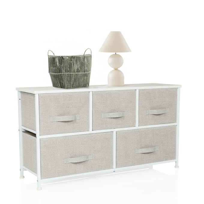 Ladekast FOLDAR 100x30x55cm 5 vakken grijs hjh LIVING
