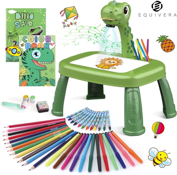 Equivera Tekenprojector voor kinderen - Dinosaur - Vanaf 3 jaar - 72 afbeeldingen
