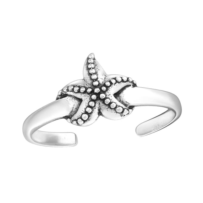 Zilveren teenring zeester | Silver Starfish Toe Ring | Sterling 925 Silver (Echt zilver)