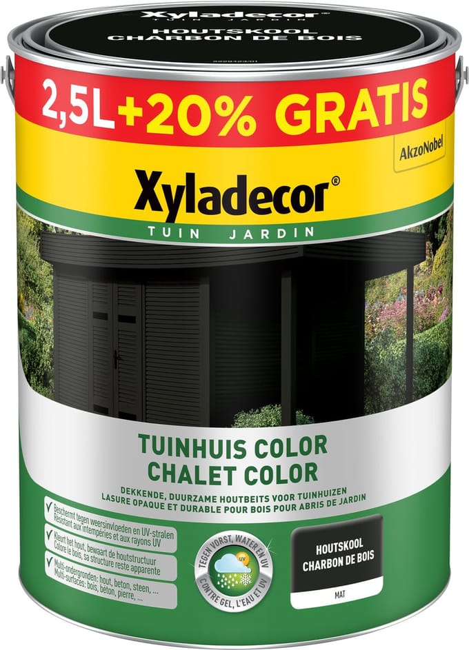 Xyladecor - Tuinhuis Color - Houtskool - 3 L