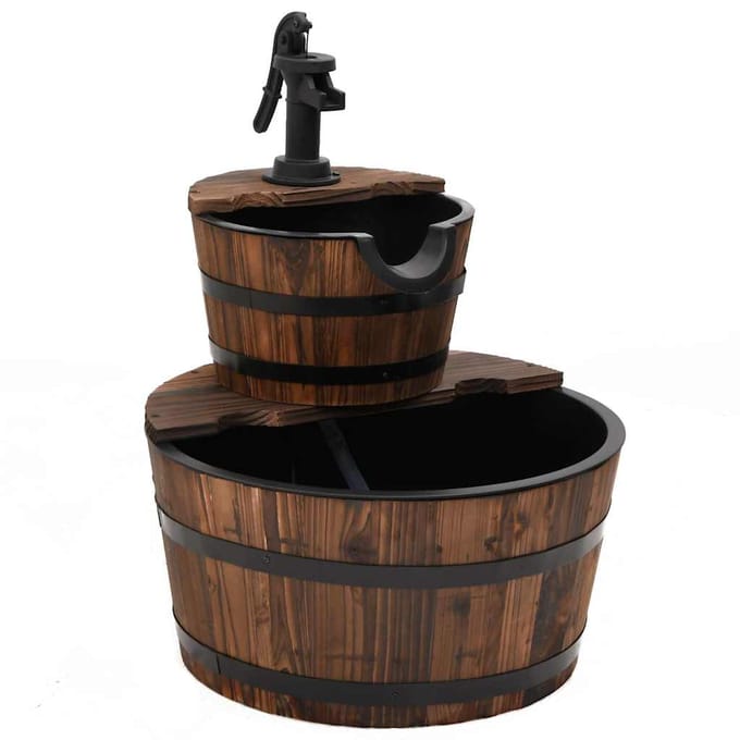 vidaXL - Waterfontein - met - pomp - 44,5x44,5x58 - cm - massief - vurenhout