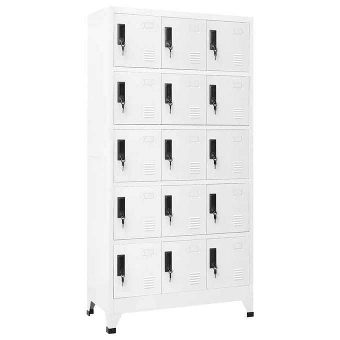 vidaXL - Lockerkast - 90x40x180 - cm - staal - wit