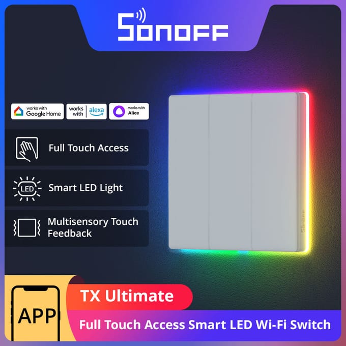 SONOFF T5 US WiFi slimme wandschakelaar IR-afstandsbediening Full Touch Access LED-licht Multi-sensorische eWeLink-stembediening via Alexa Google