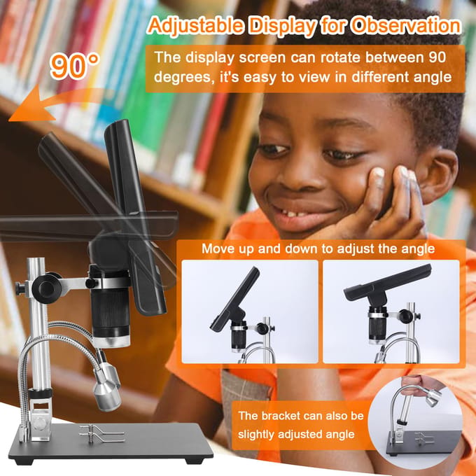 Professionele digitale microscoop 1080P 10 inch LCD-scherm 4X digitale zoomvergroting Solderen EU Plug veelkleurig