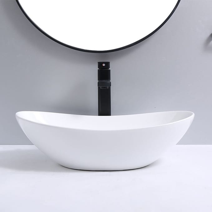 LINEA UNO - Krota 62 - Glans wit - Waskom - - Keramiek - Ovaal - 251059