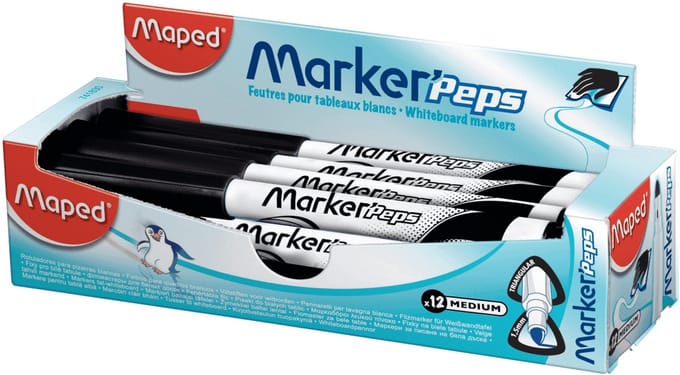Maped 741831, 12 stuk(s), Zwart, Kogelpunt, 1,5 mm, Medium, Doos