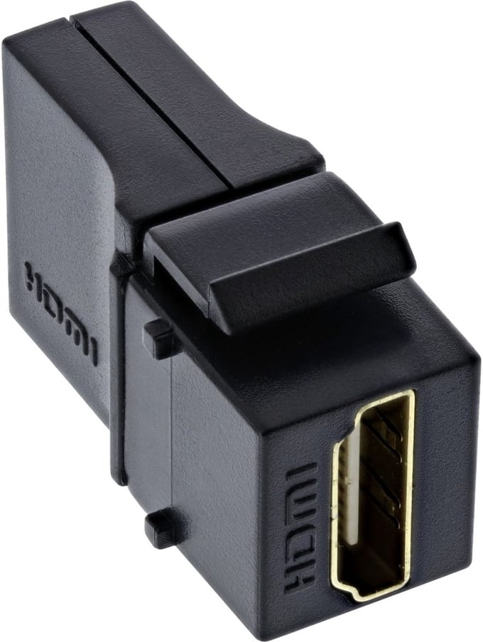 HDMI haaks (90° beneden) Keystone module | HDMI2.0 (4K 60Hz + HDR) | zwart