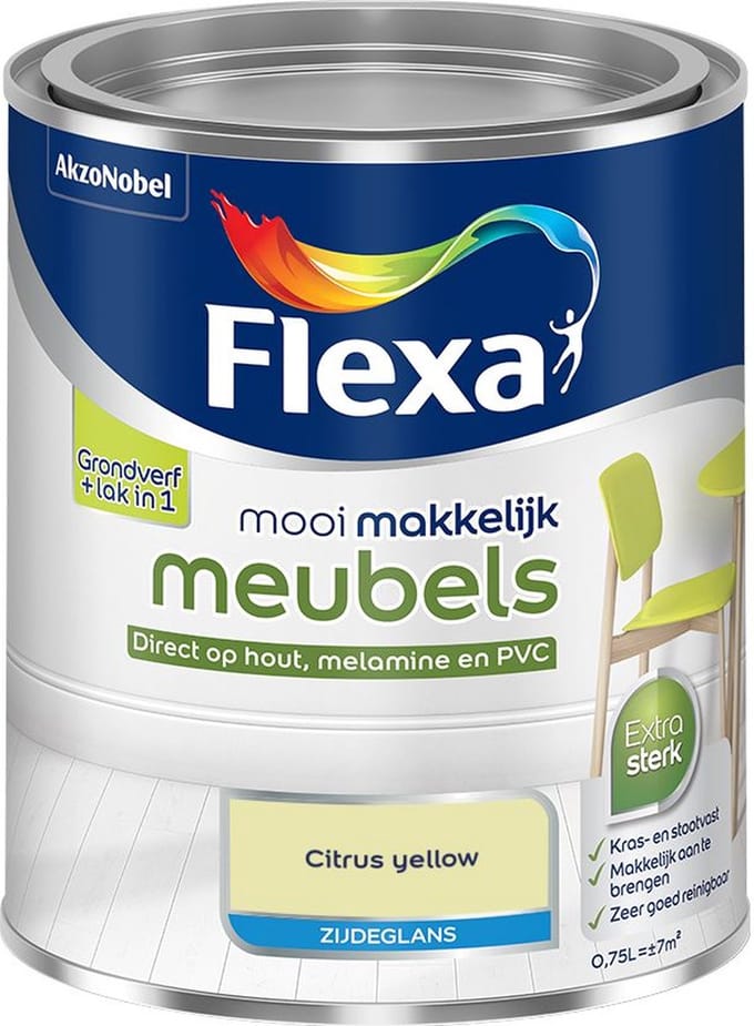 Flexa - Mooi Makkelijk Meubels Zijdeglans - Citrus Yellow - Mengverf - 750 Ml
