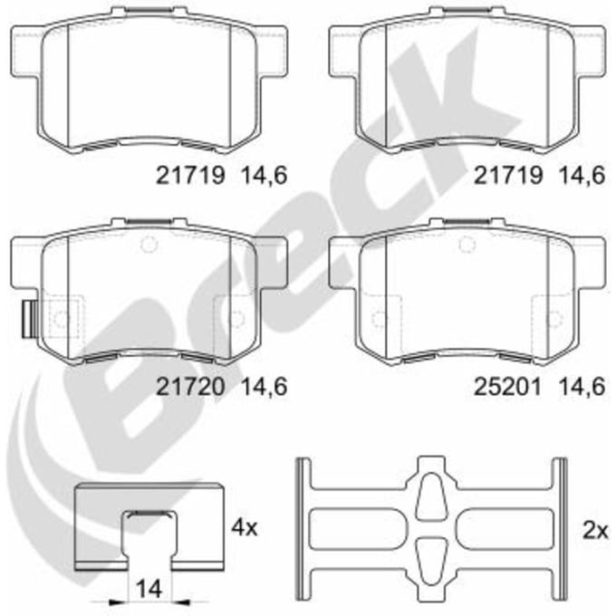 Remblokset BRECK 21720 00 704 00, achter
